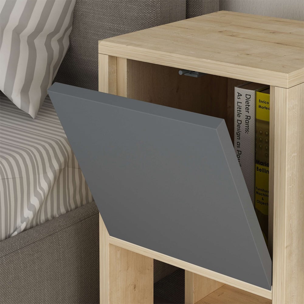 Decortie Ema Oak and Anthracite Bedside Table Image 3