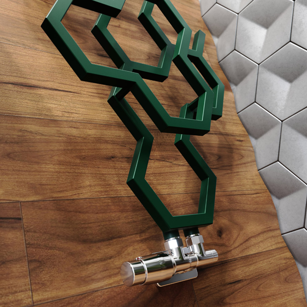 Terma Hex 1180 BTU Matt Green Radiator 1220 x 486mm Image 6