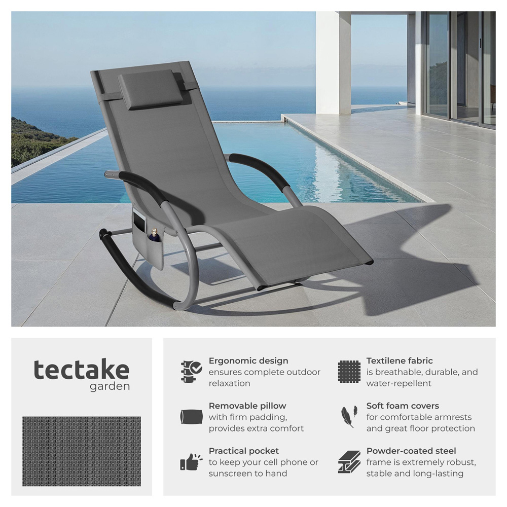 tectake Taya Grey Rocking Sun Lounger Image 6
