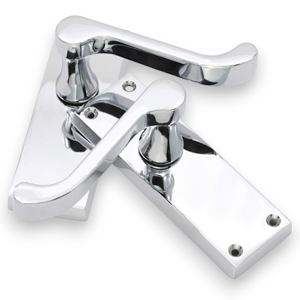 Spira Brass Victorian Polished Chrome Scroll Latch Lever Door Handle 2 Pack Image 4