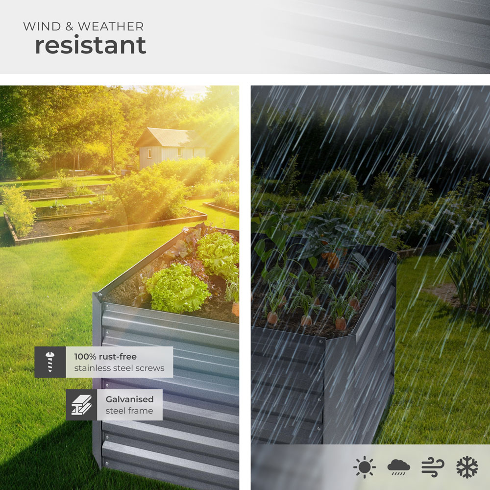 tectake Artemisia 80 x 80cm Grey Galvanised Steel Raised Garden Bed Image 7