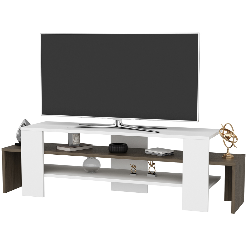Decorotika Lenora 2 Shelf White and Walnut TV Unit Image 3