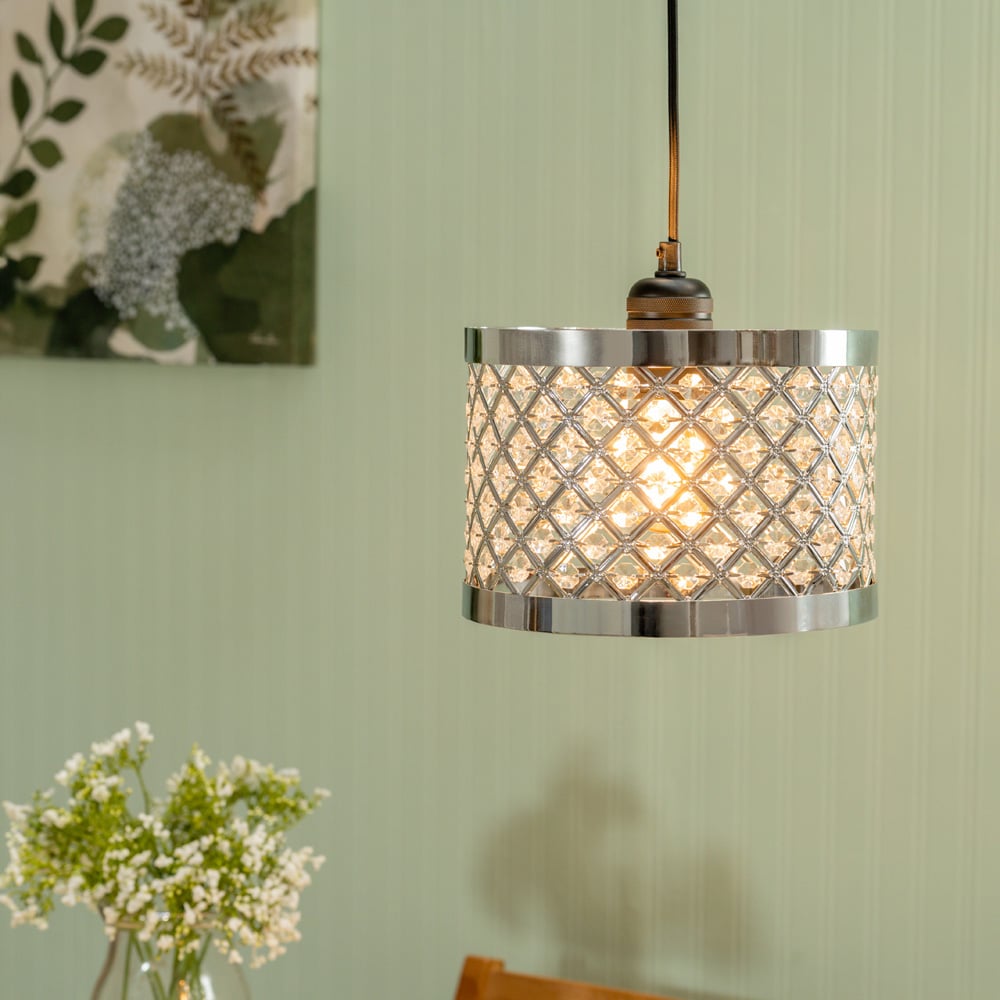 ValueLights Hadley Silver Jewel Light Drum Lamp Shade Image 5