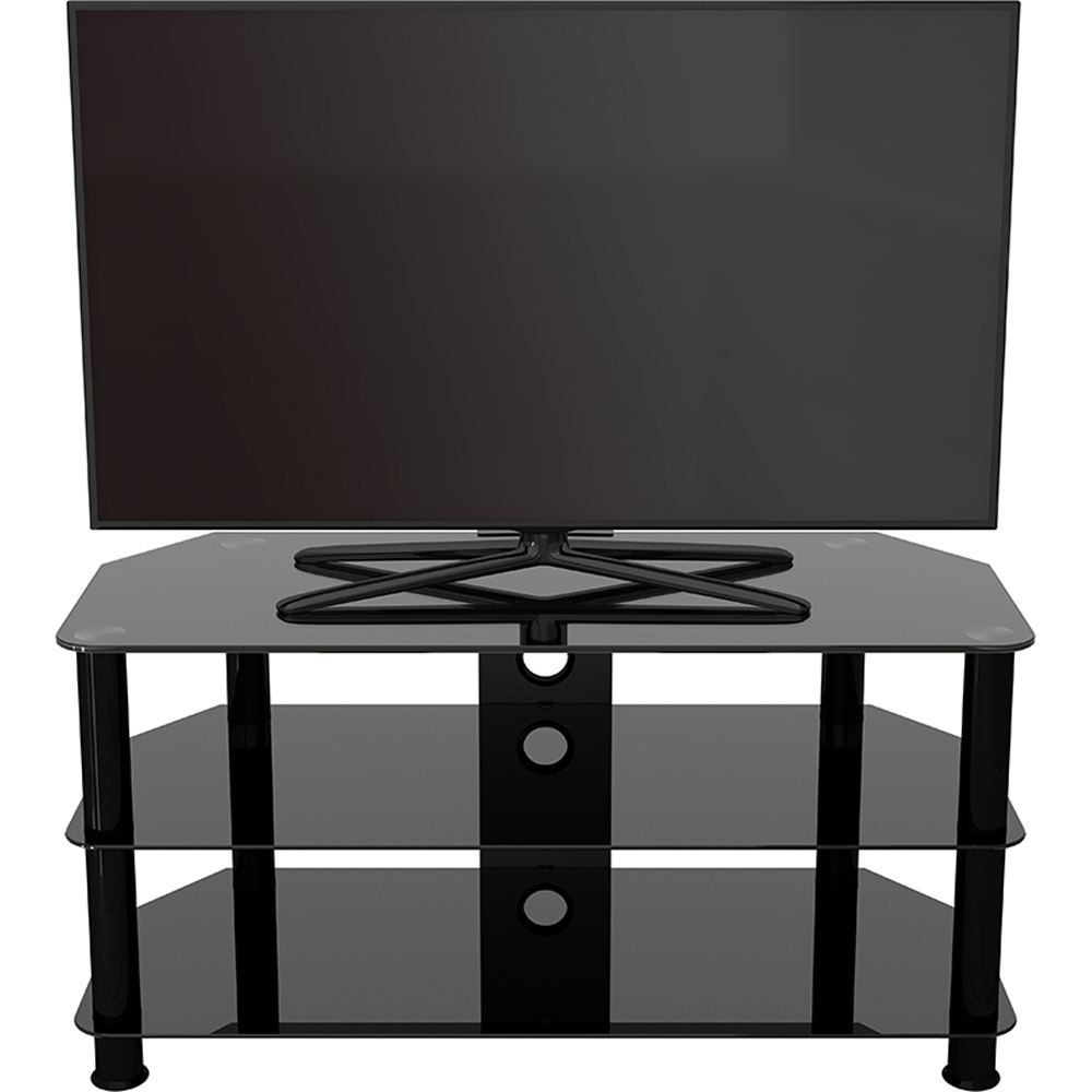 AVF Classic 2 Shelf Black Glass Top Corner TV Stand Image 6
