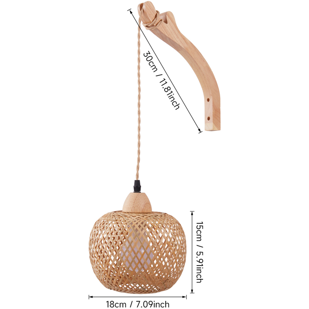Living and Home Bamboo Woven E27 Plug-In Wall Light Image 8