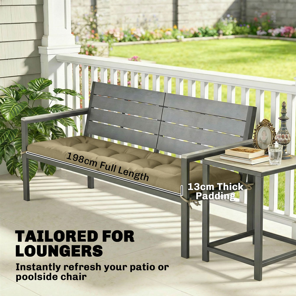 Outsunny Memory Foam Sun Lounger Cushion with Ties Image 4