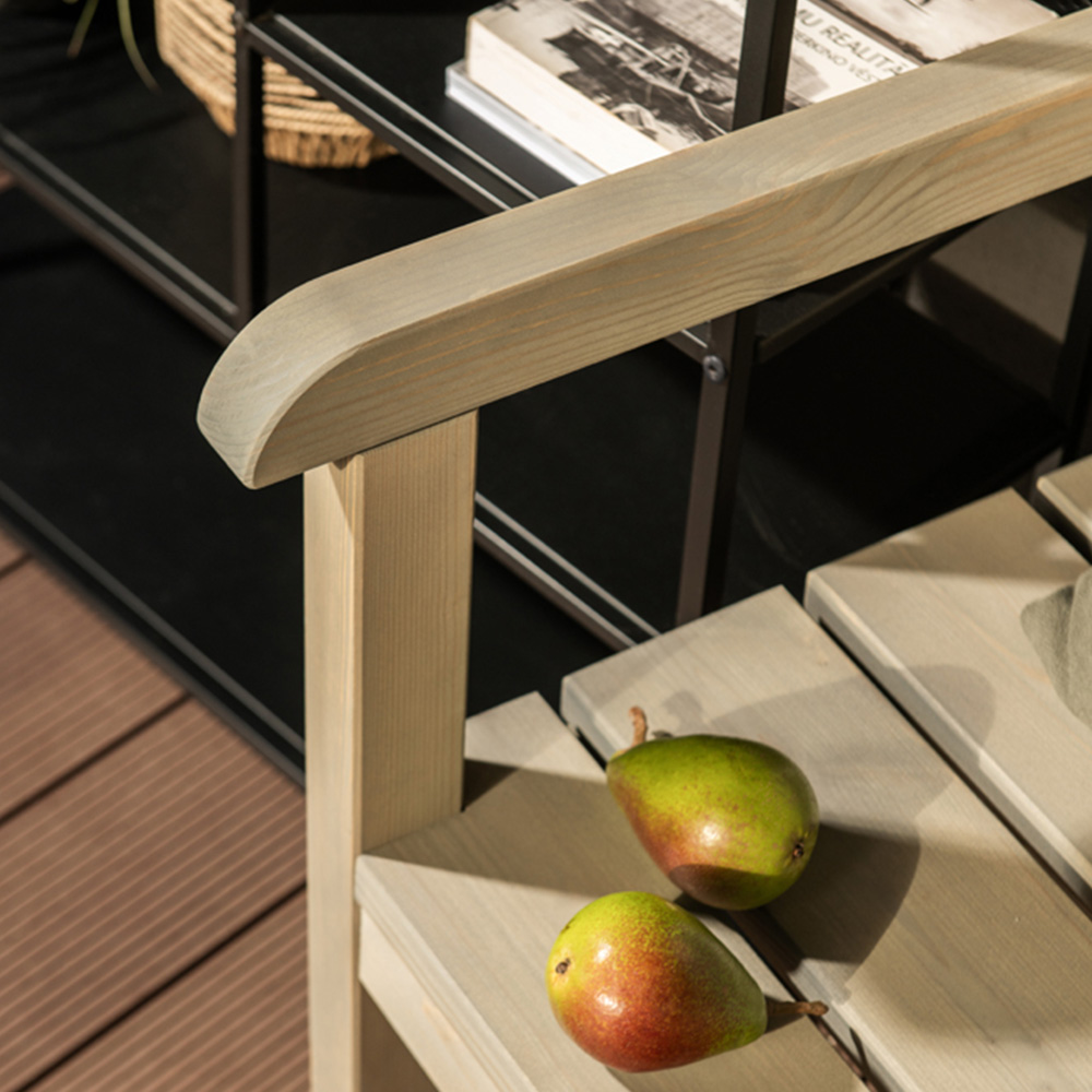 AMATA Ungurs Grey Wooden Straight Garden Chair Image 7