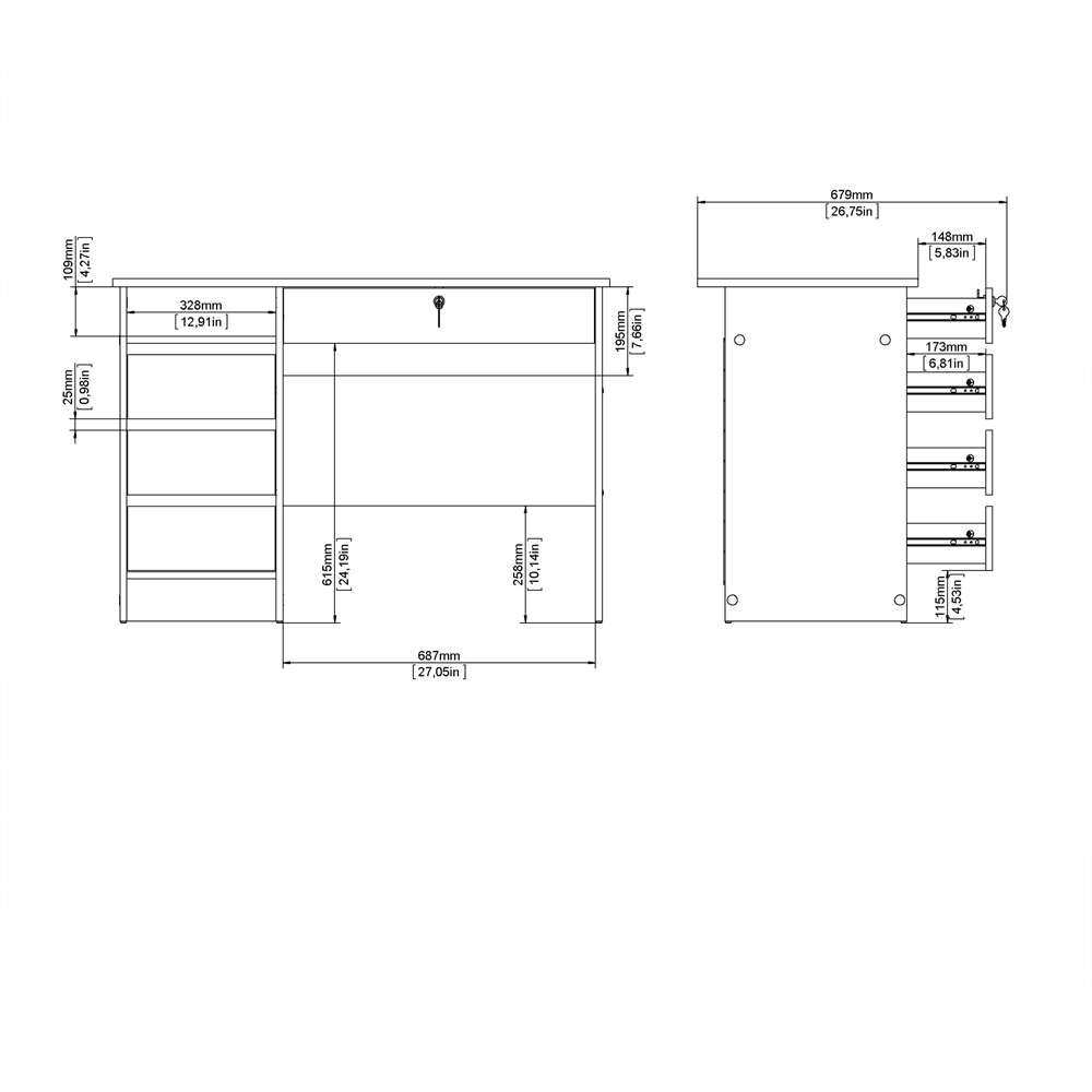 Florence Function Plus 4 Drawer Desk Jackson Hickory Oak Image 8