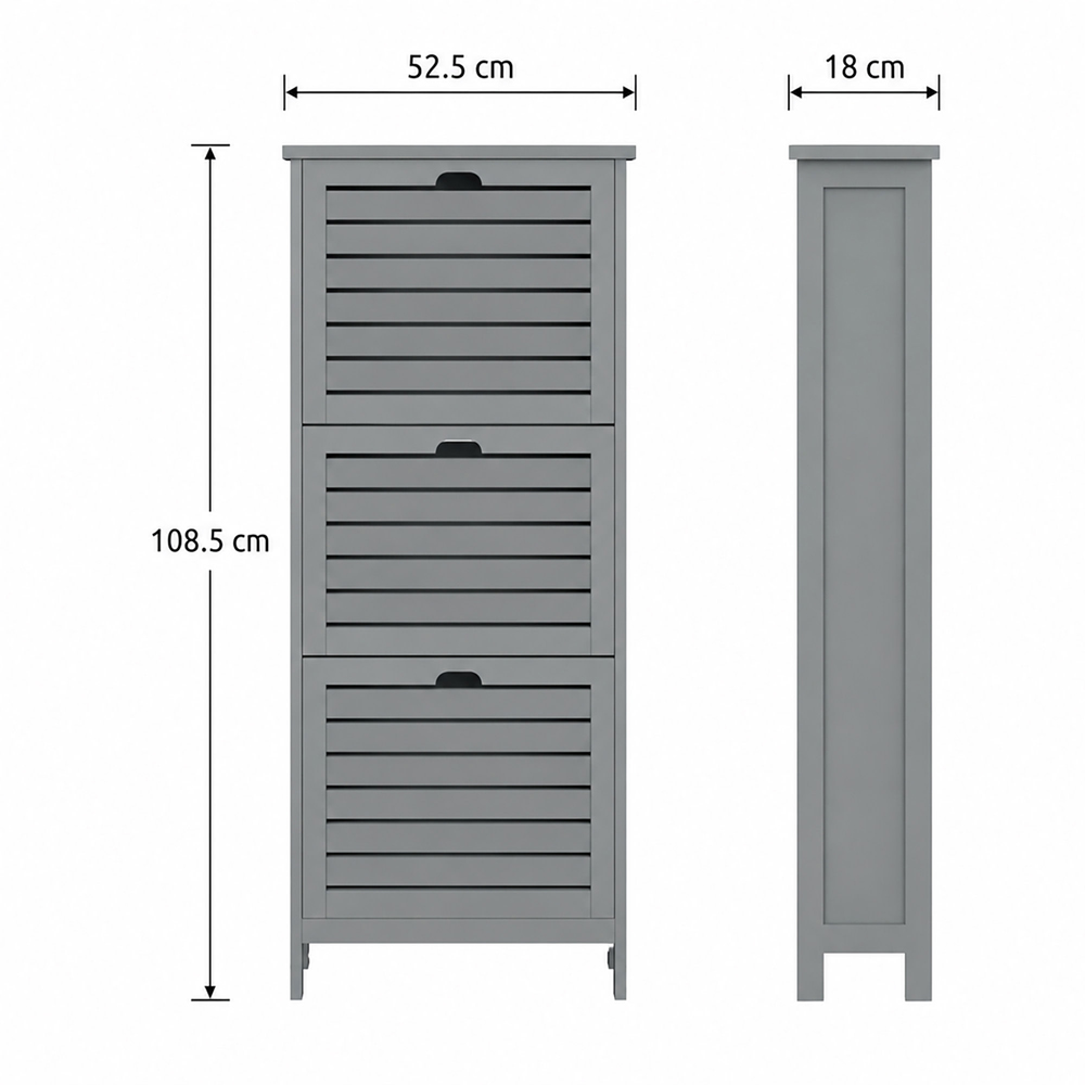 GFW Bergen Grey 3 Tier Shoe Cabinet Image 9