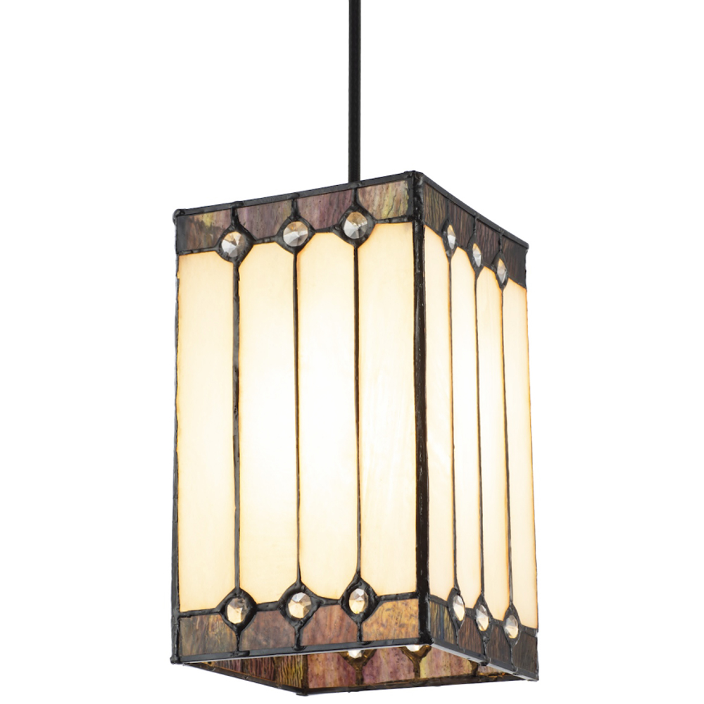 Happy Homewares Opal White Stained Glass Tiffany Pendant Shade Image 6