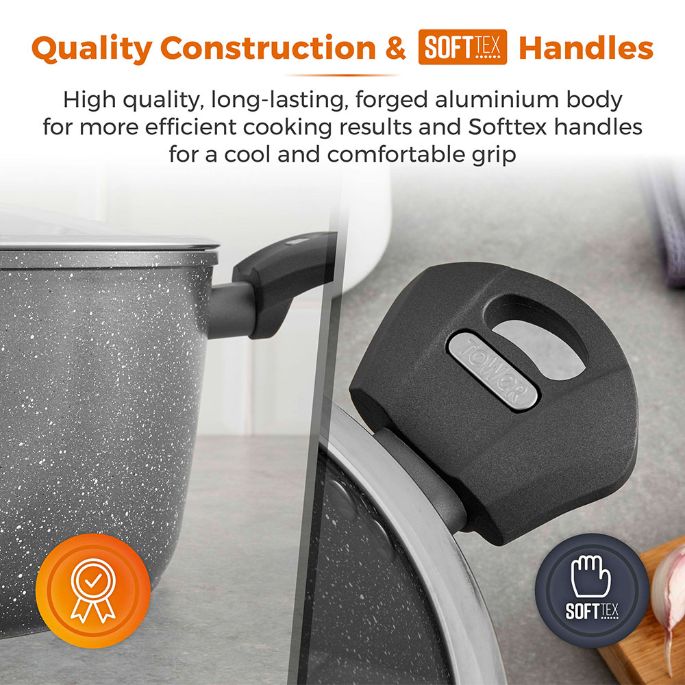 Tower Cerastone Grey 28cm Casserole Image 5