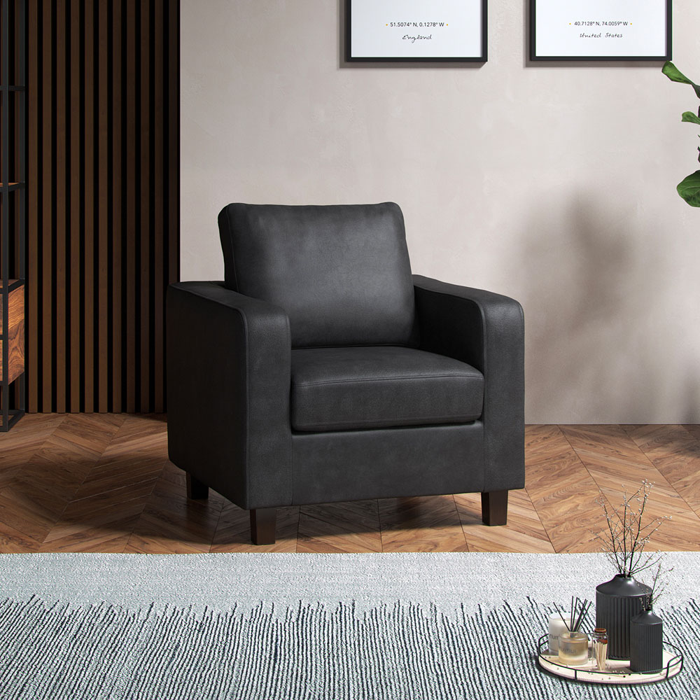 York Black Faux Leather Armchair Image 5