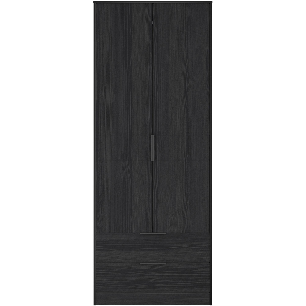 Crowndale Harlequin 2 Door 2 Drawer Black Ash Tall Wardrobe Ready Assembled Image 4