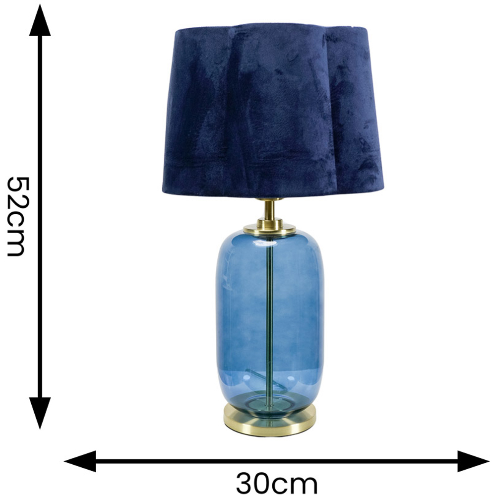 ValueLights Leigh Navy Blue Velvet Scallop Shade Navy Blue Glass LED Table Lamp Image 4