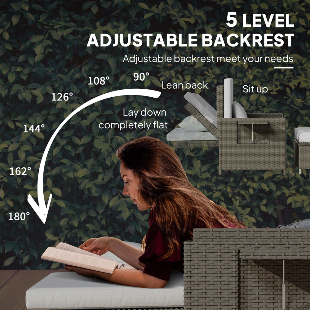 Outsunny 2 Seater Grey Garden Rattan Furniture Set Image 8