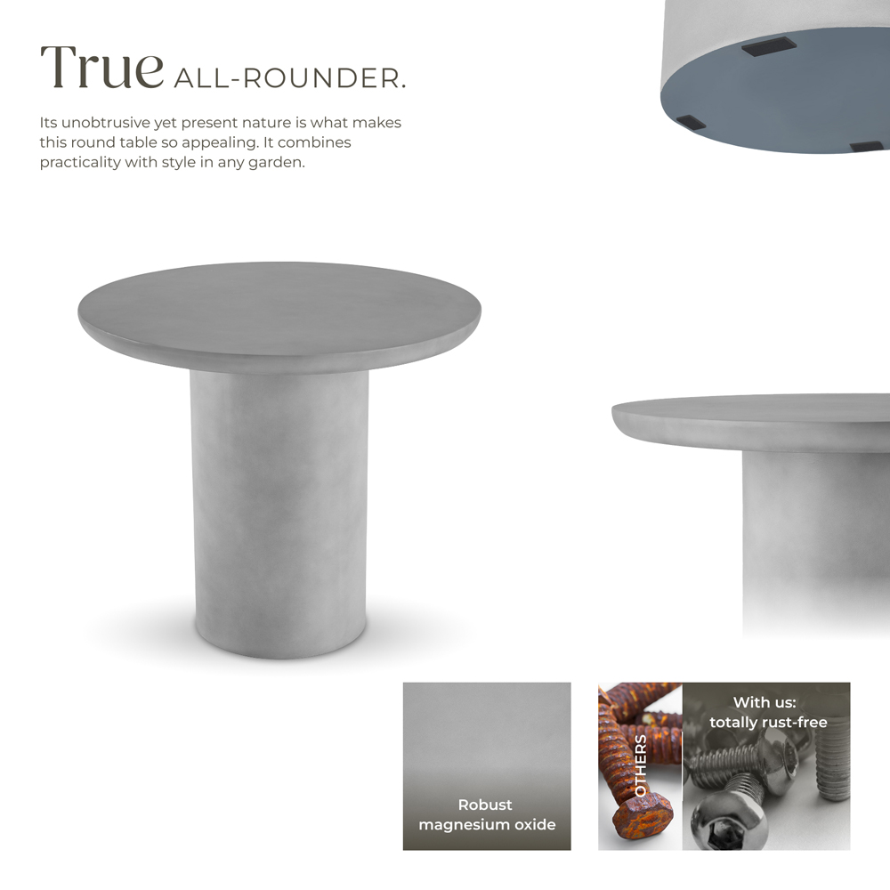 tectake Talmi Stone Grey Round Garden Table Image 3