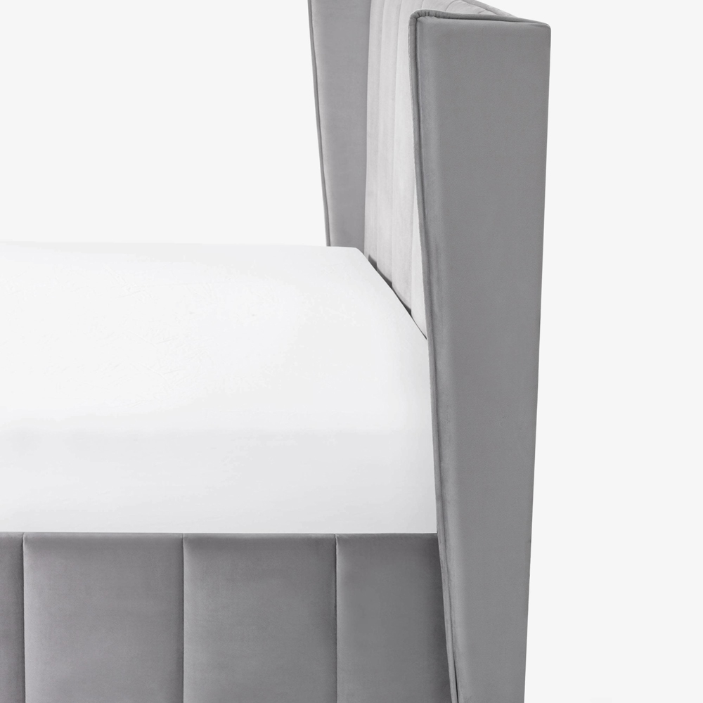 Julian Bowen Katie Double Grey Velvet Bed Frame with Winged Headboard Image 6
