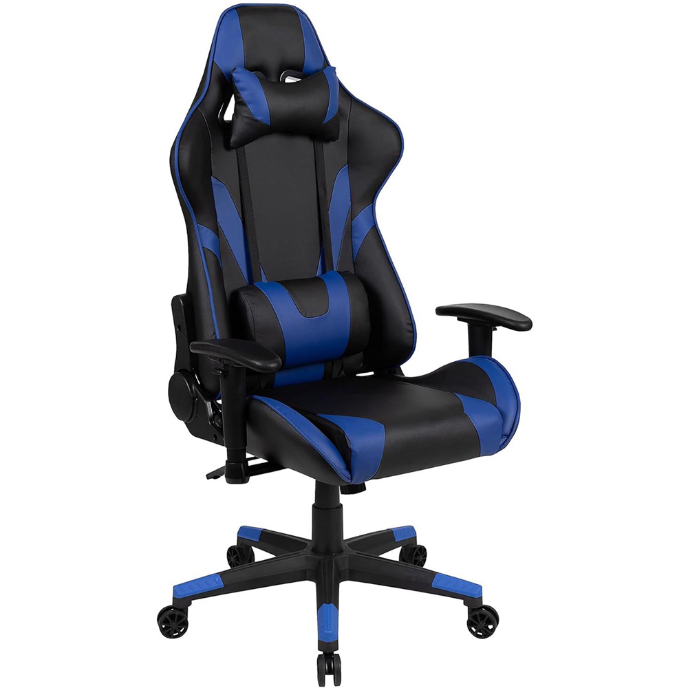 FWStyle X20 Black and Blue Faux Leather Racer Style Deluxe Gaming Chair Image 2