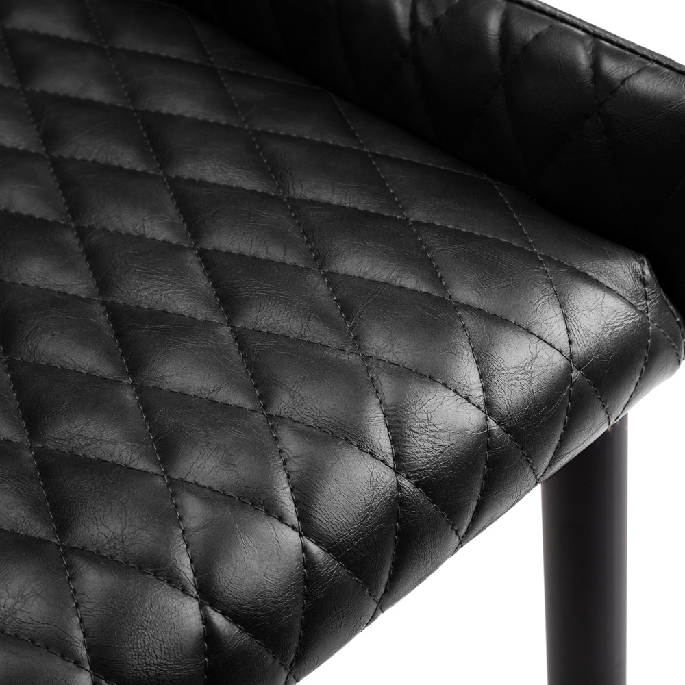 Julian Bowen Luxe Set of 2 Black Faux Leather Dining Chair Image 7