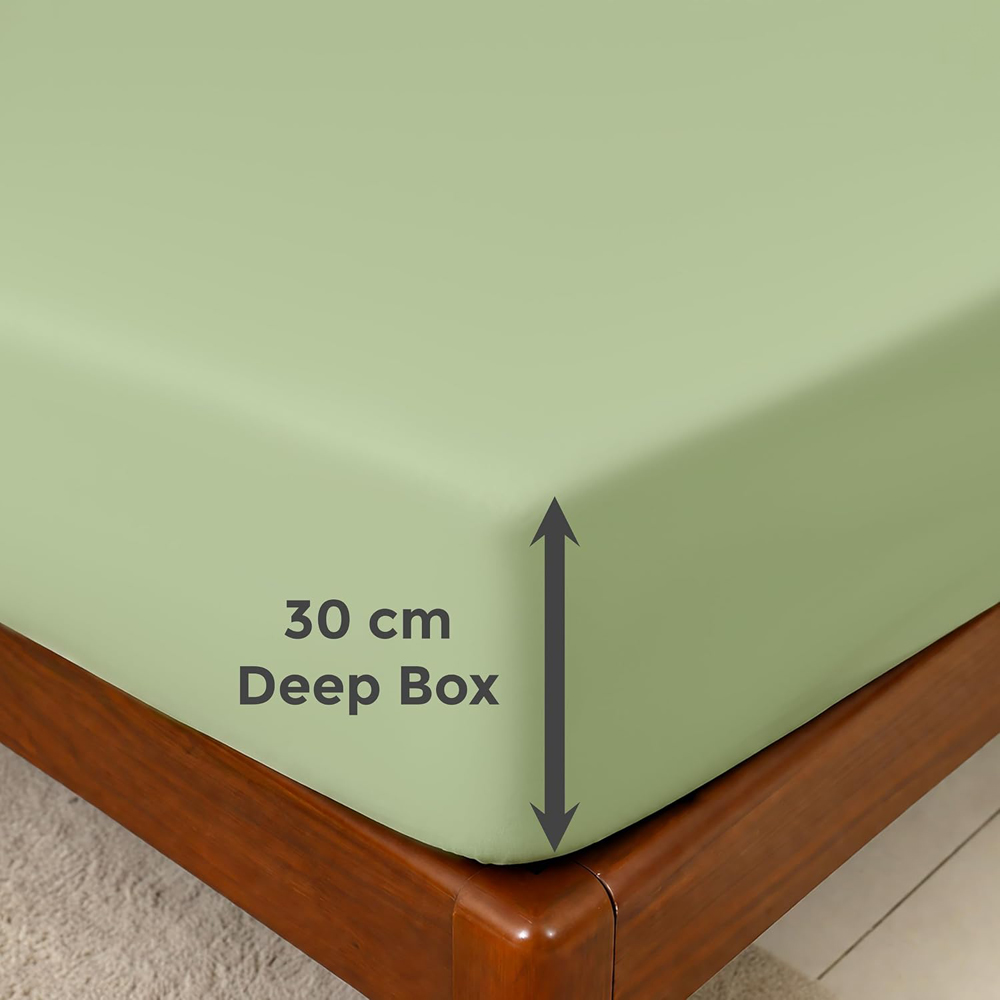 MHG Living Double Green 300 Thread Count Fitted Sheet Image 6