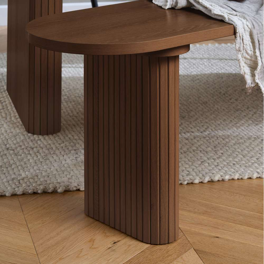 Birlea Axel 2 Seater Walnut Oval Fluted Dining Bench Image 5