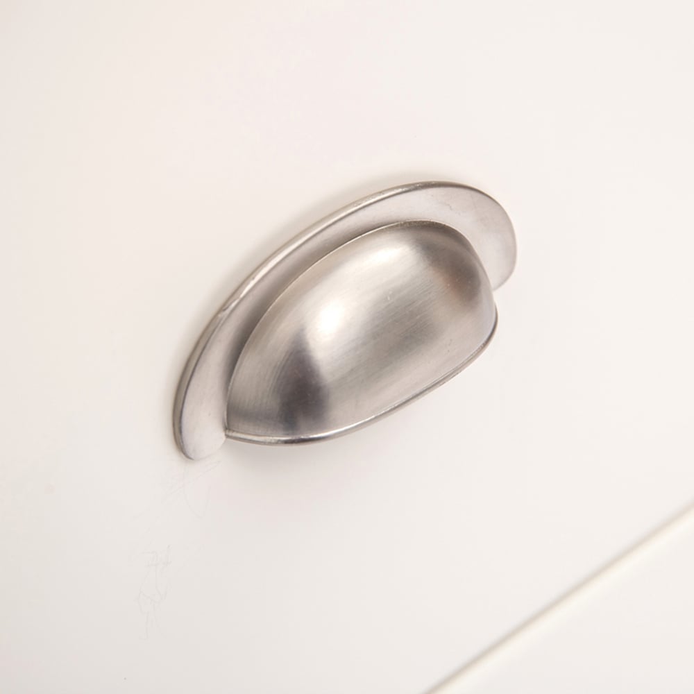 Cabinet Bits Lovere 6 Drawer White Chrome Cup Handle Chest of Drawers Image 7