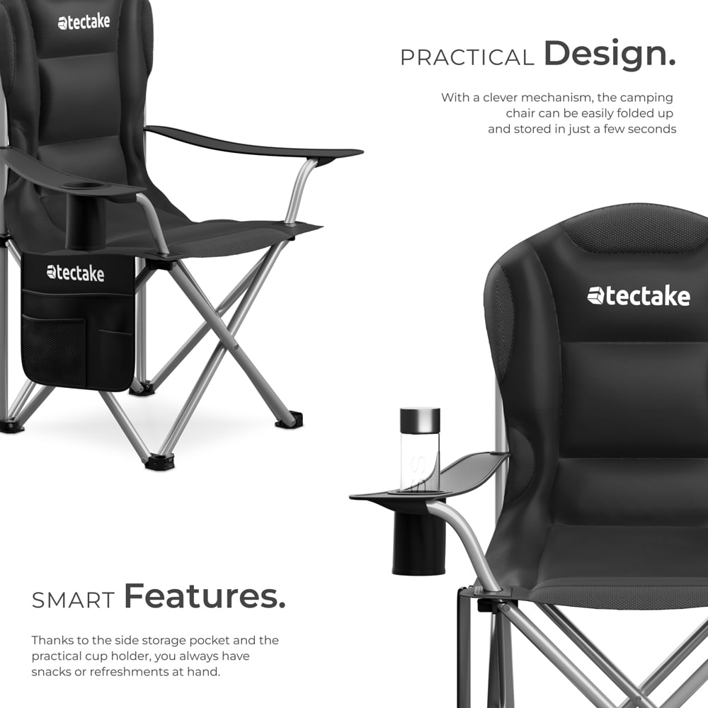 tectake MTX Black Camping Chair Image 8