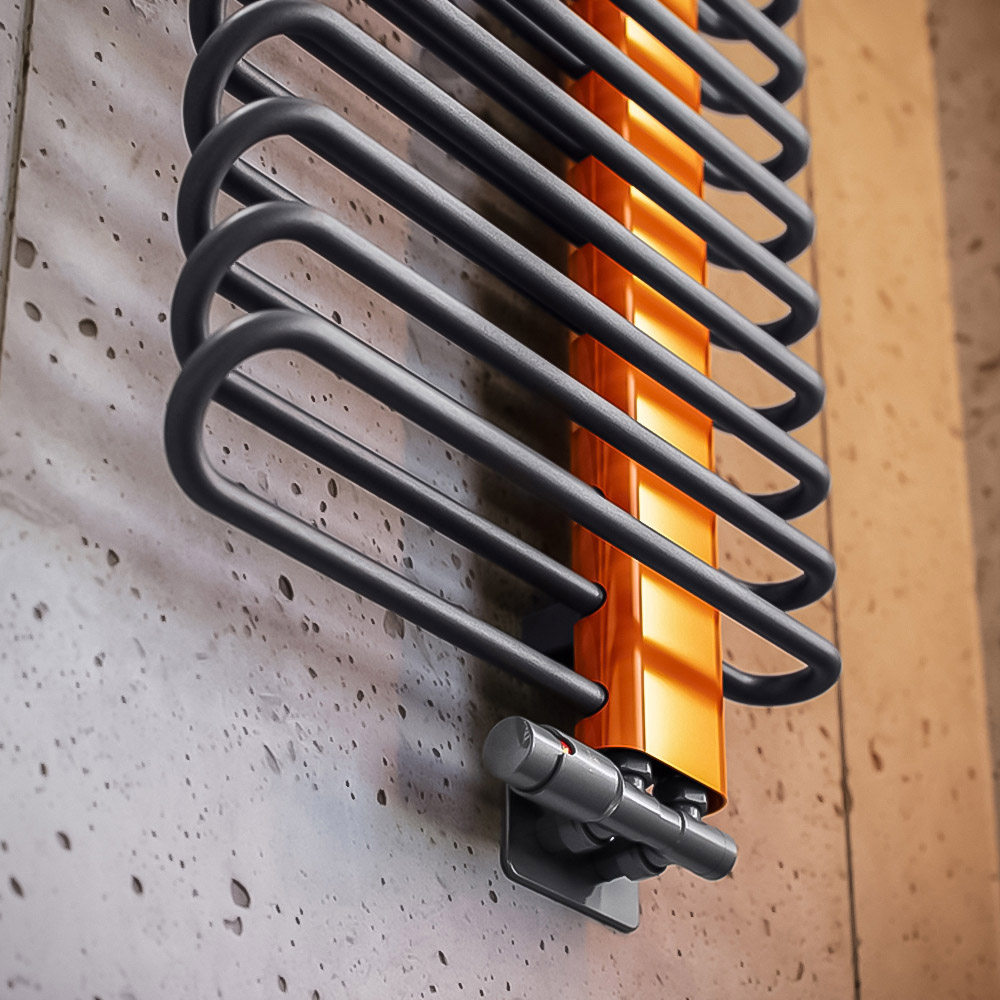 Terma Michelle 2459BTU Graphite and Orange Heated Towel Rail 1200 x 500mm Image 5