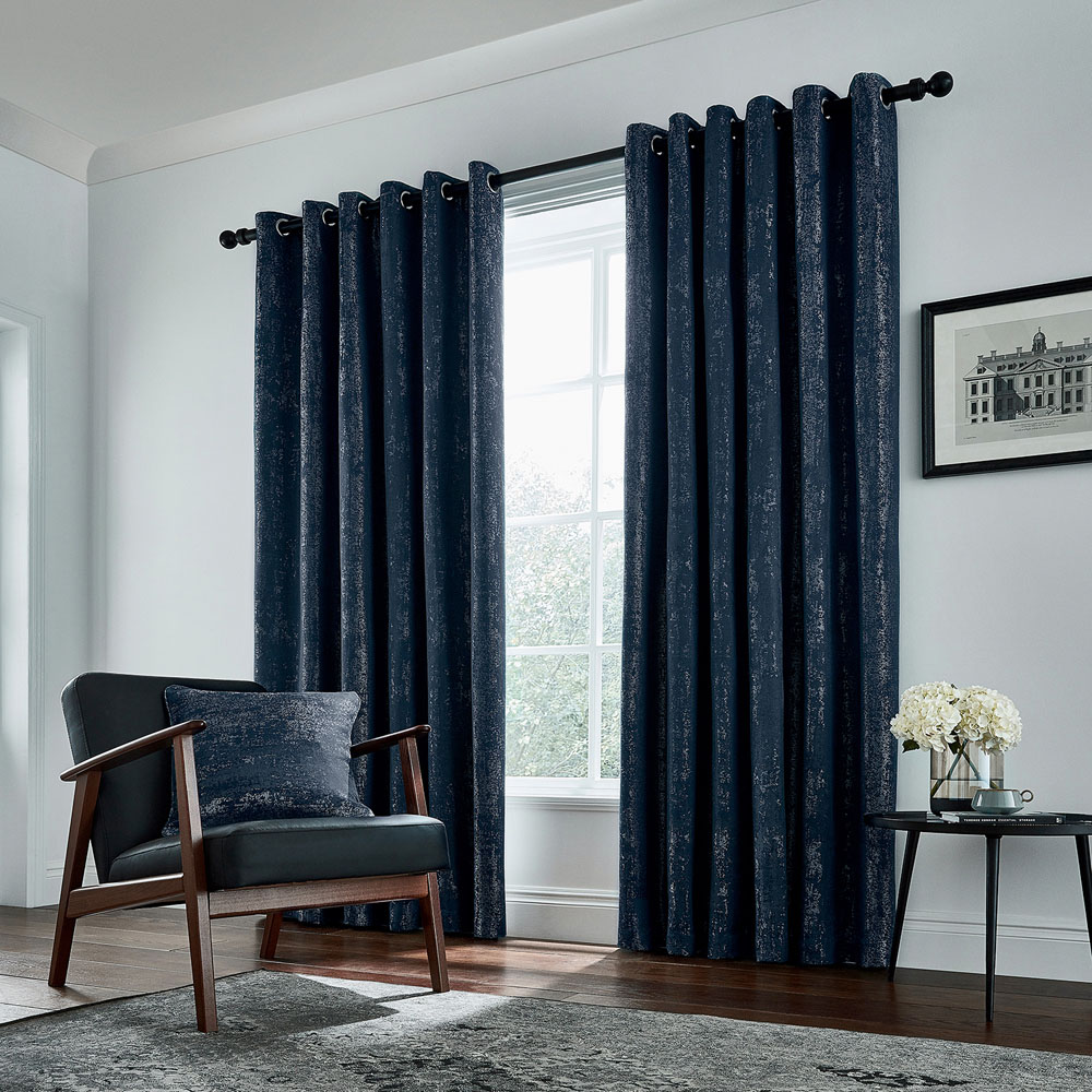Helena Springfield Roma Lined Navy Eyelet Curtains 168 x 137cm Image 4