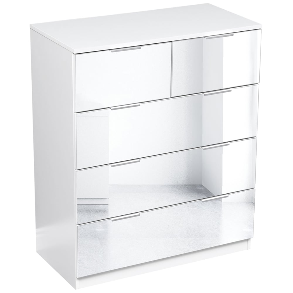 Portland Mirror 5 Drawer Wooden Chest of Drawers Image 2