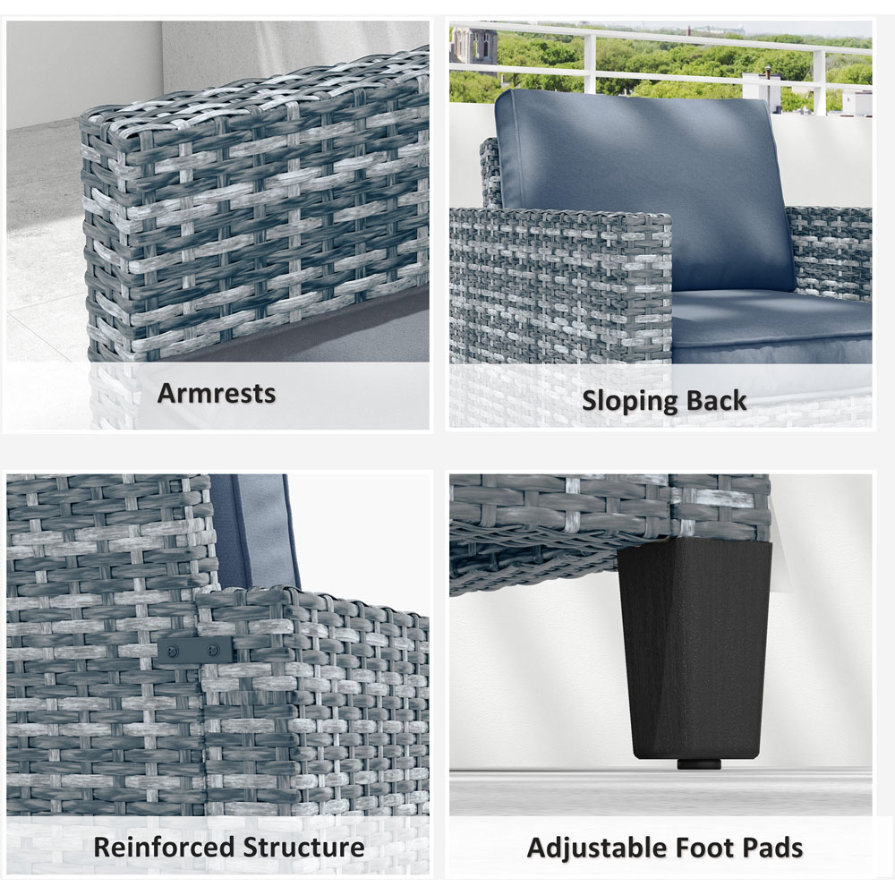 Outsunny Light Grey Rattan Garden Armchair with Cushions Image 6