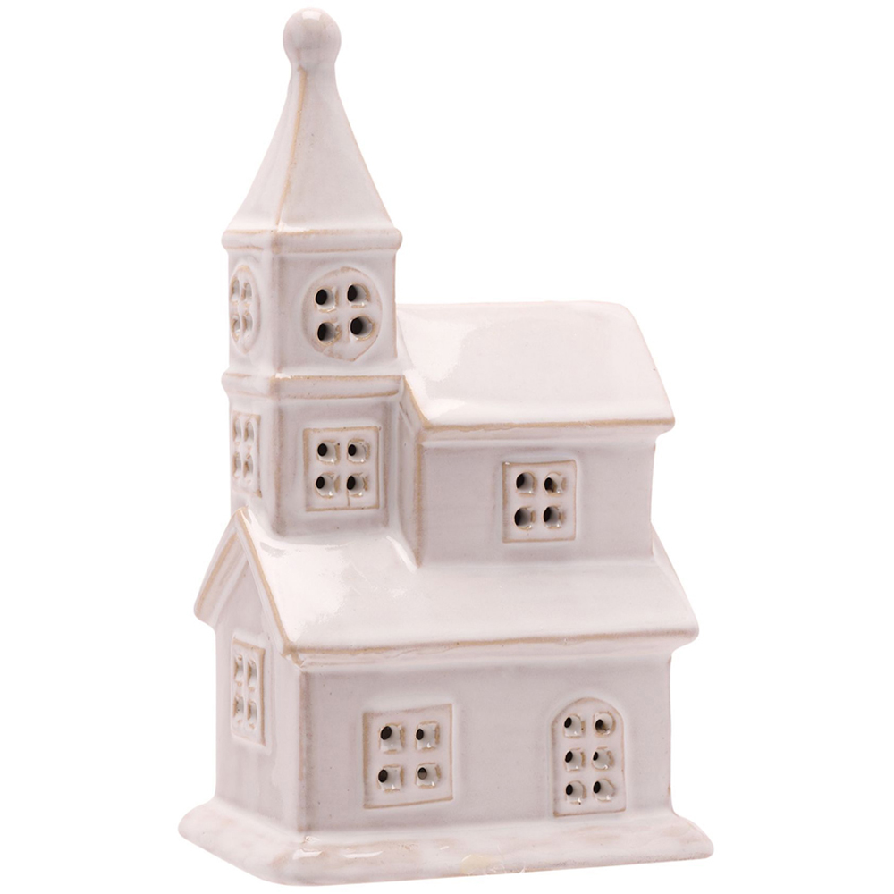 The Christmas Gift Co LED Light Up Ceramic Church Decoration Image 2
