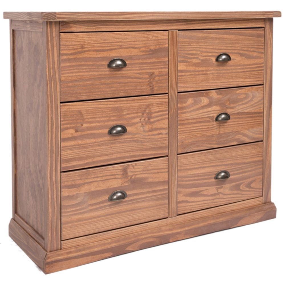 Cabinet Bits Tirolo 6 Drawer Brown Brass Cup Handle Chest of Drawers Image 2