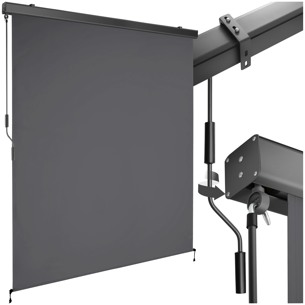 tectake Eloise Black Vertical Awning with 2 Wall Brackets 1.6 x 2.5m Image 2