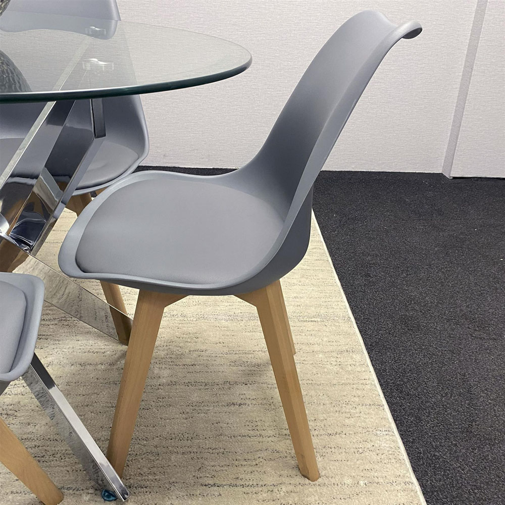 Kosy Koala Maya Tulip 4 Seater Round Glass Dining Set Grey Image 3