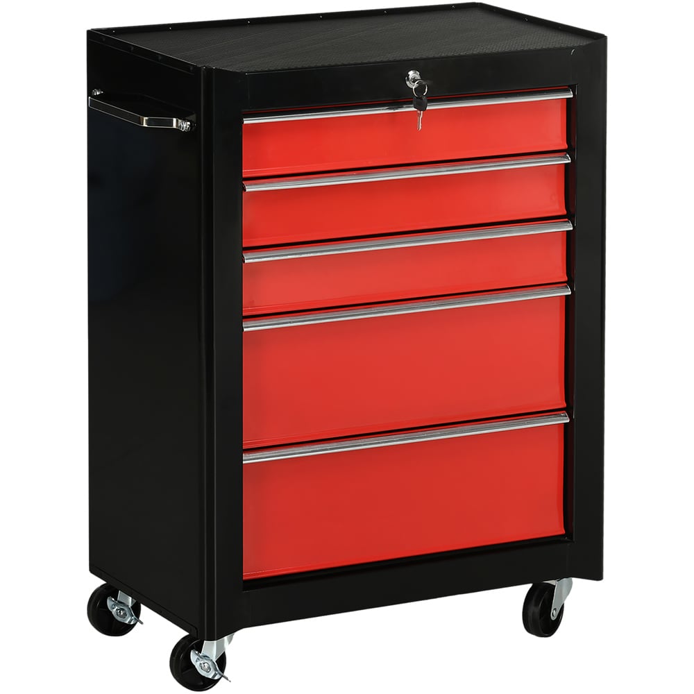HOMCOM 5 Drawer Red Roller Tool Chest Image 1