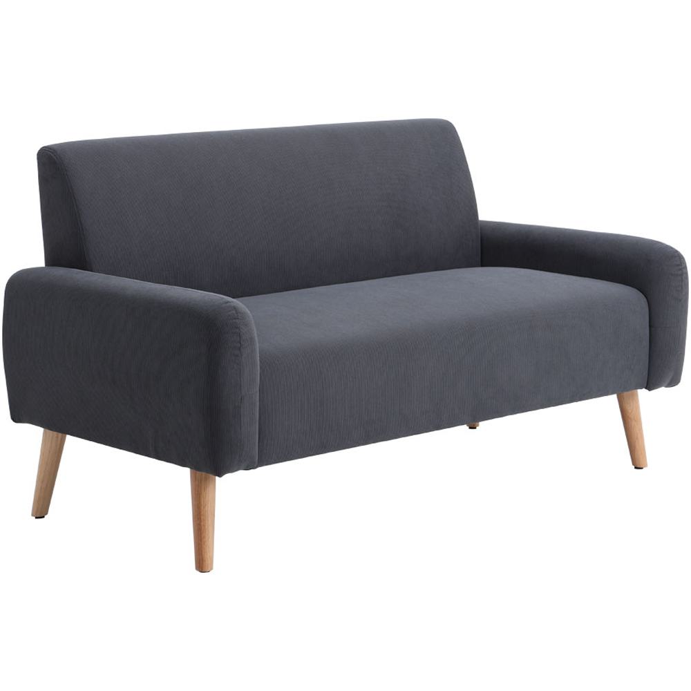 Living and Home 2 Seater Grey Corduroy Loveseat Sofa Image 2