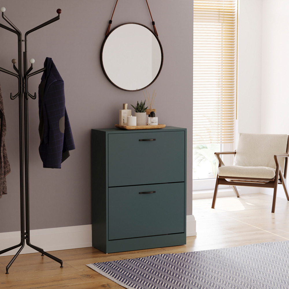 Vida Designs 2 Drawer Green Shoe Cabinet Image 4