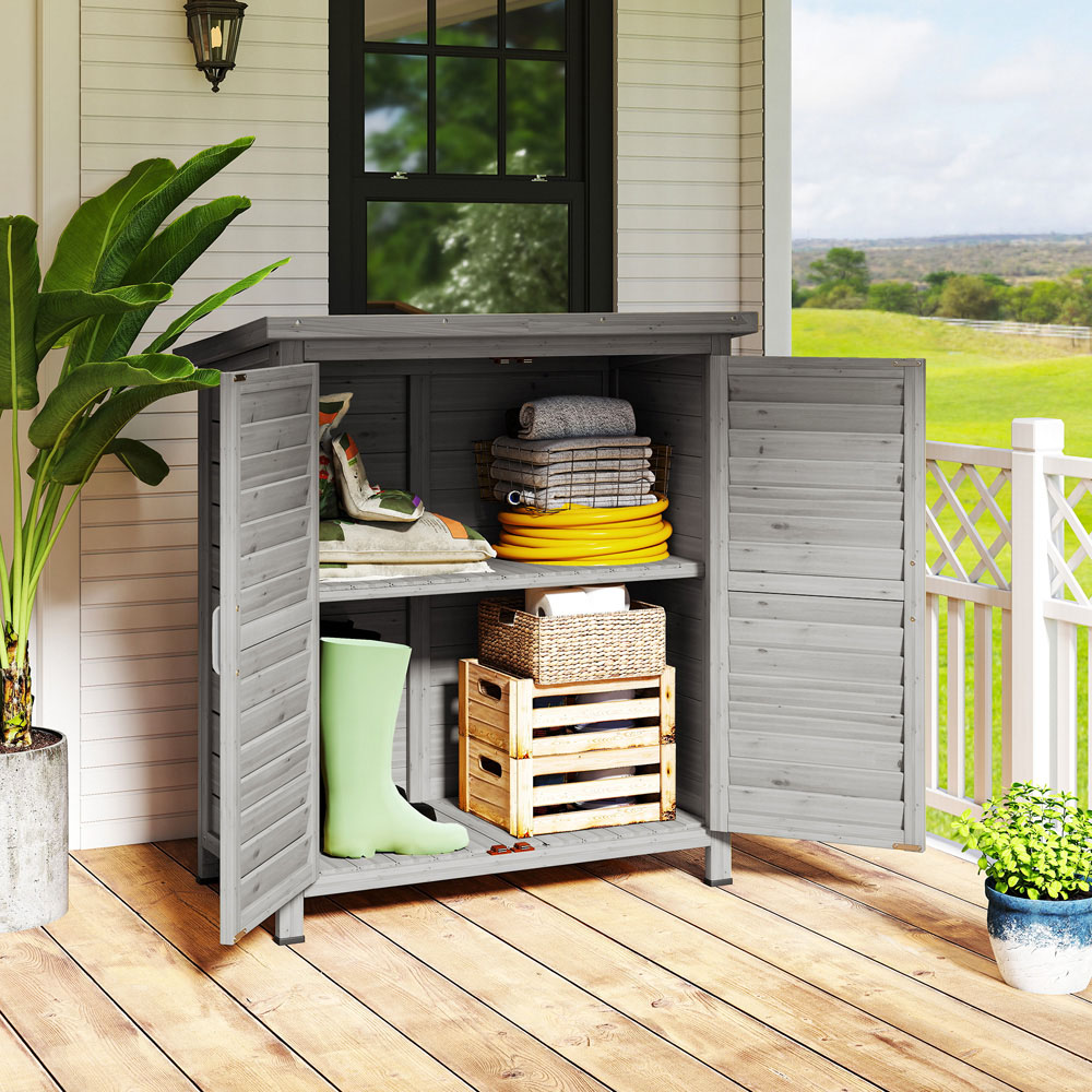 Outsunny 3 x 1.5ft Grey Wooden Garden Shed Image 2