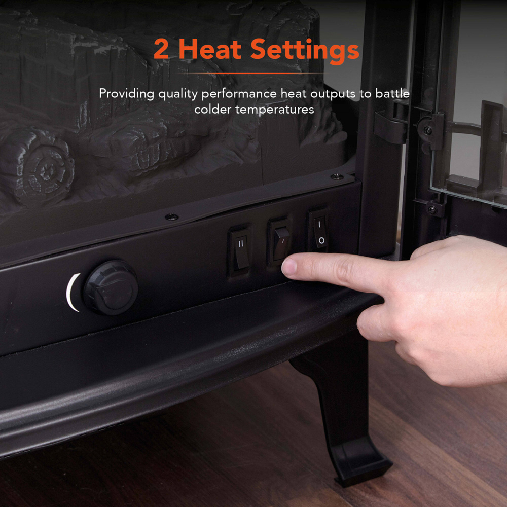 Warmlite Carlisle Black Cast Effect Stove Fire with Realistic Flame Effect 1800W 25 inch Image 3