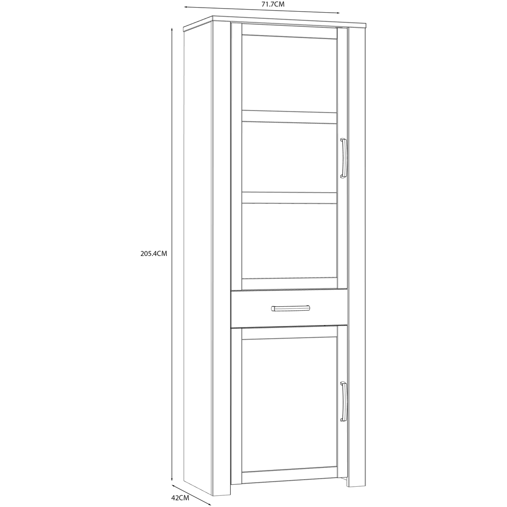 Florence Bohol 2 Door Single Drawer Riviera Oak and White Narrow LED Display Cabinet Image 8