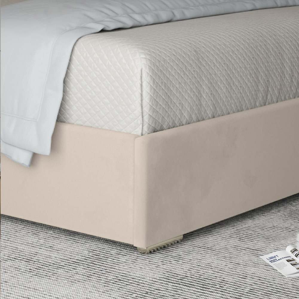 Mayfair Silver Super King Size Velvet Upholstered Metal Bed Frame with Panelled Headboard Image 4