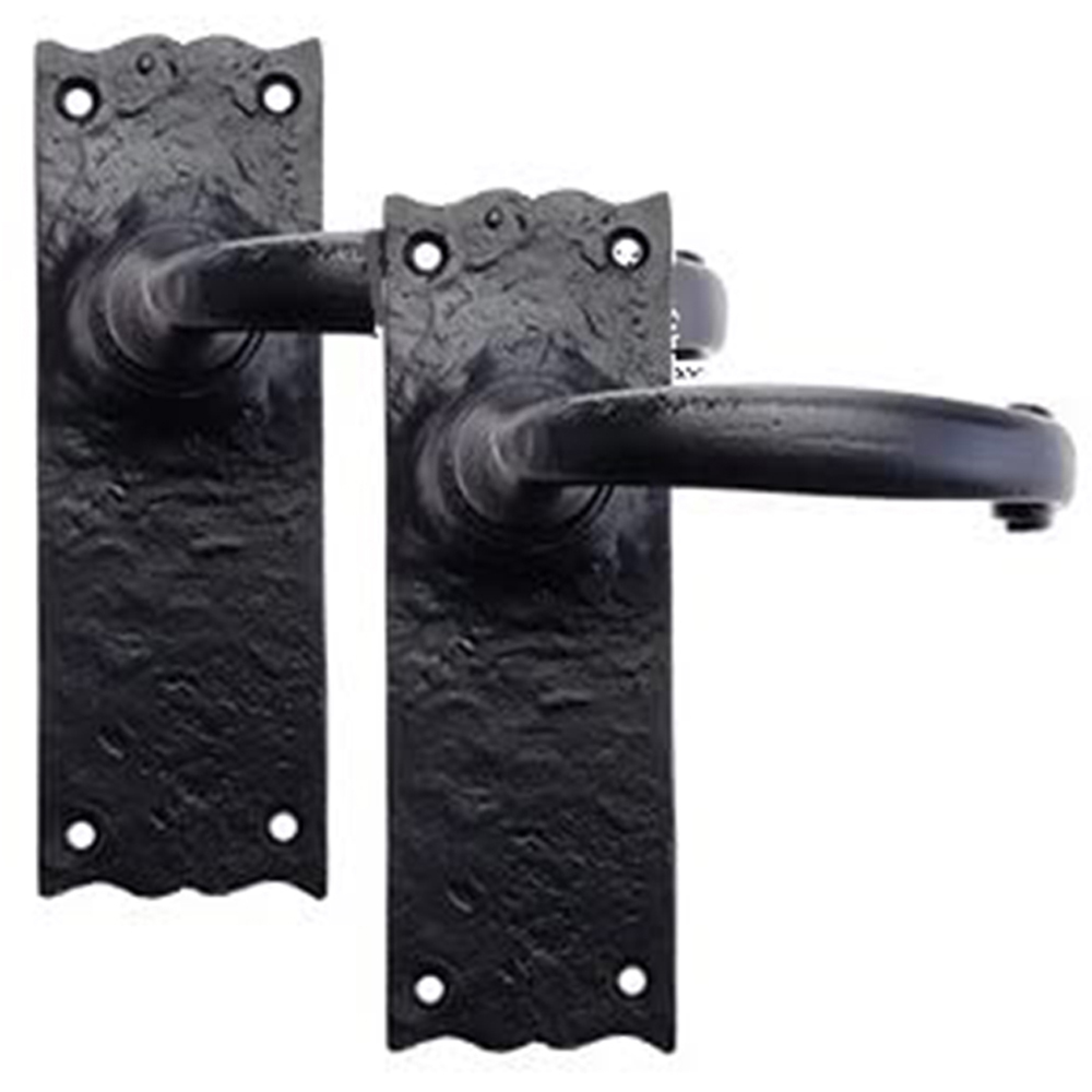 Golden Grace Black Antique Plain Design Door Handle Latch Pair 150 x 52mm 4 Pack Image 2