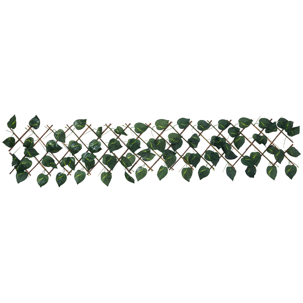 Living and Home 5.3 x 1ft Retractable Hedge Panel with Artificial Pothos Leaf Image 2