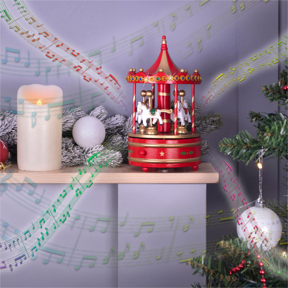 St Helens Red Xmas Carousel Music Box Image 5