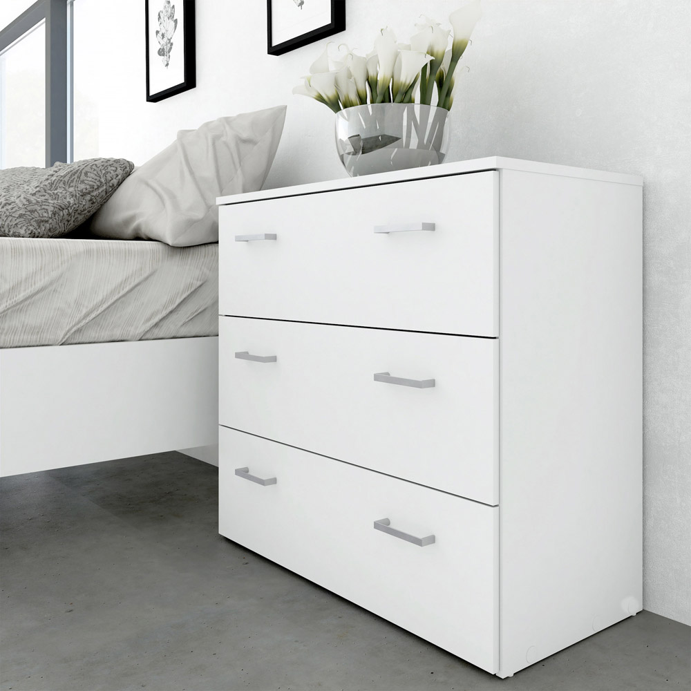 Florence Space 3 Drawer White Chest of Drawers Image 5