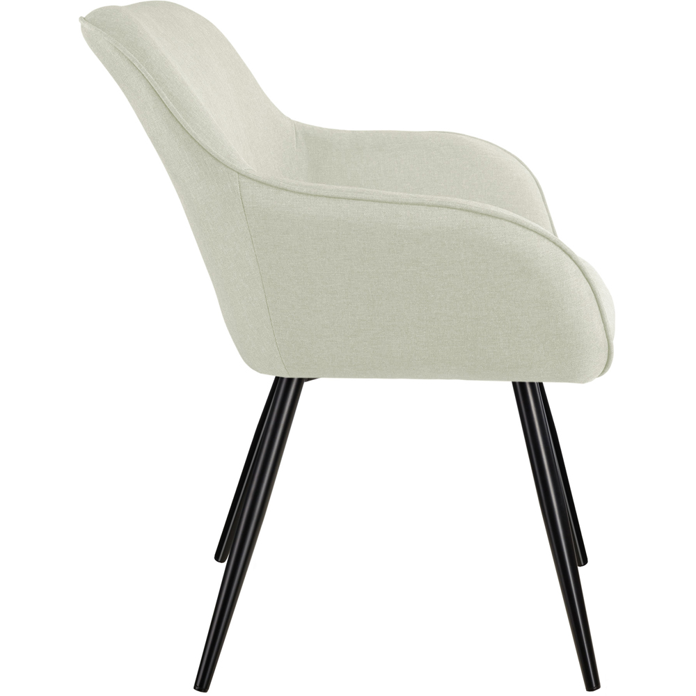 tectake Marilyn Set of 2 Cream Padded Chair with Black Steel Legs Image 5