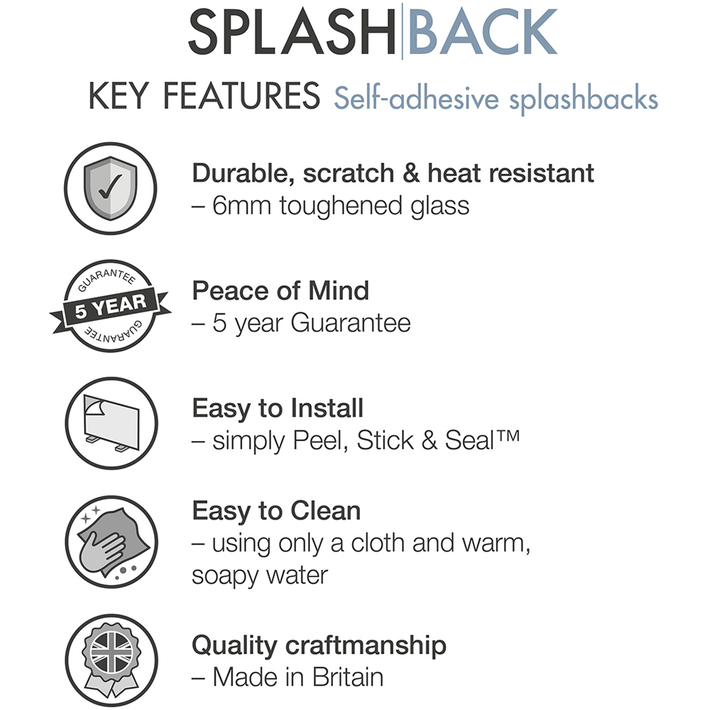 Splashback 0.6cm Thick Ice White Kitchen Glass 90 x 75cm Image 4