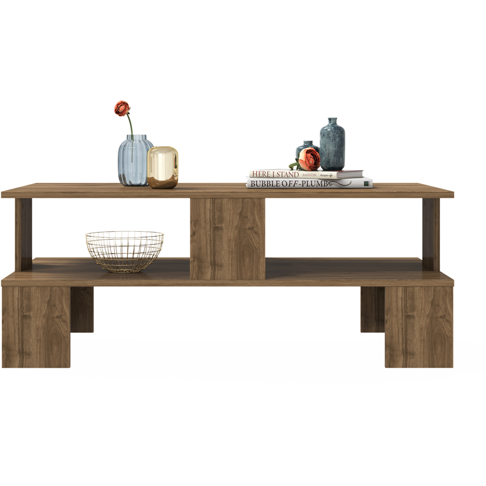 Decorotika Evans Single Shelf Walnut Coffee Table Image 4