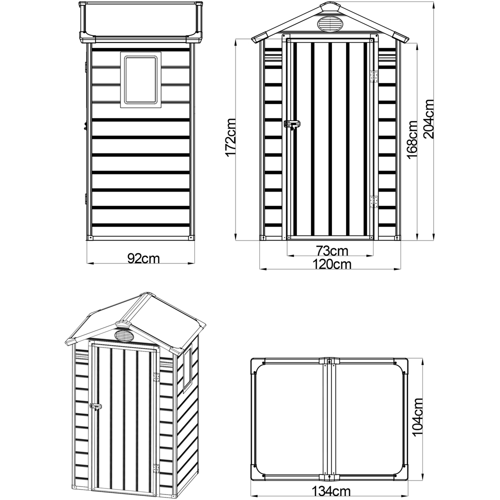 Charles Bentley 4.4 x 3.4ft Grey Plastic Garden Shed Image 9